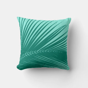 Coussin Feuille de palme - Turquoise et aqua