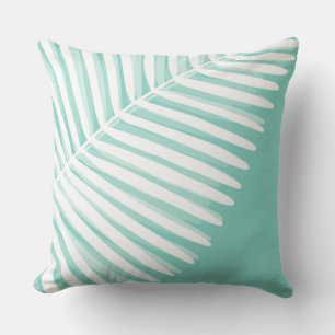 Coussin Feuille de palme turquoise tropicale