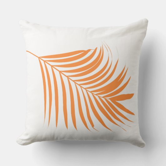Coussin Feuille de palmier orange arbre plage côtière art (Recto)