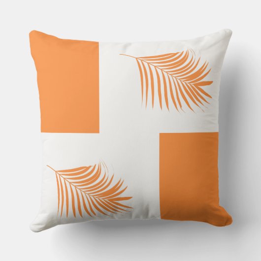 Coussin Feuille de palmier orange Art tropical de plage cô (Verso)