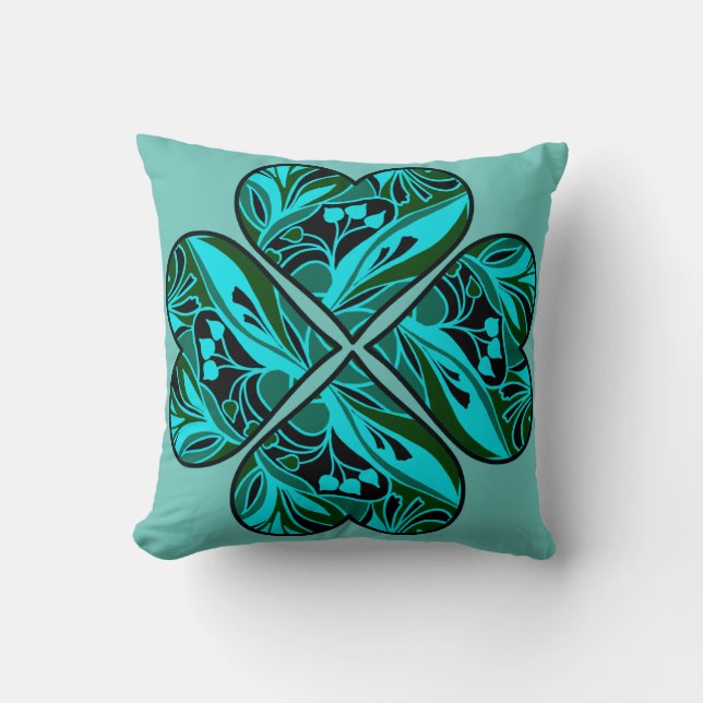 Coussin Feuille de trèfle décorative de coeurs (Recto)