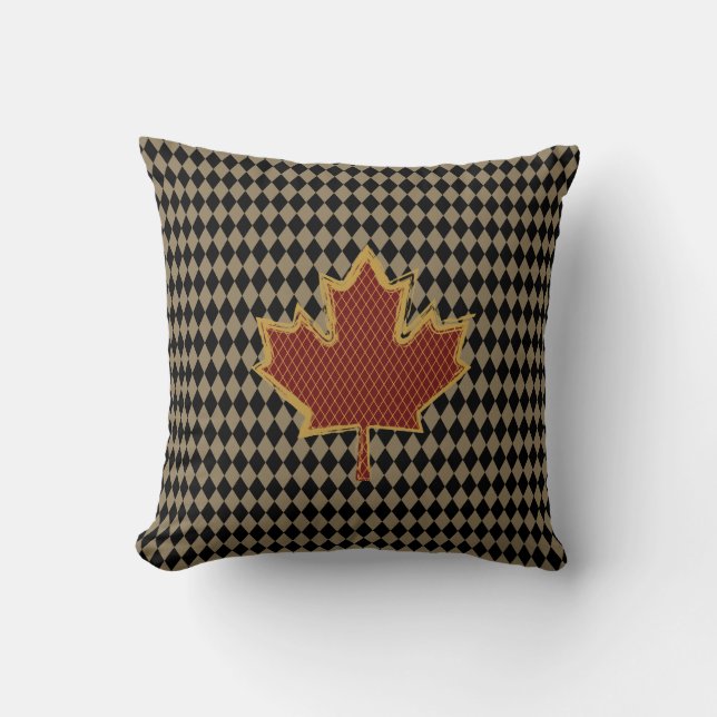 Coussin Feuille d'érable canadienne rouge sur l'or (Recto)