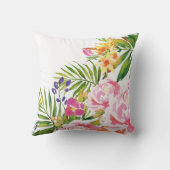 Coussin Feuille floral d'été tropical de Flamant rose (Verso)