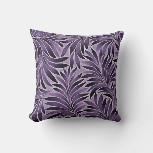 Coussin Feuille génial Motif à Lilac et Grey (Recto)