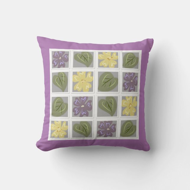 Coussin Feuille lilas et vert (Recto)