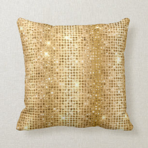 Coussin Feuille métallique dorée et points de glamour à fa