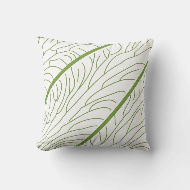 Coussin Feuille moderne de Kalo blanche/vert (Recto)