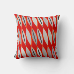 Coussin Feuille moderne du milieu du siècle, rouge foncé &
