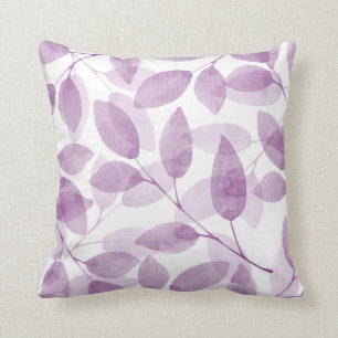 Coussin Feuille mou d'aquarelle de prune