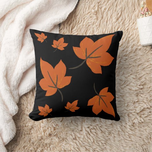 Coussin Feuille orange sur motif d'automne (Couverture)