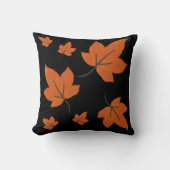 Coussin Feuille orange sur motif d'automne (Recto)