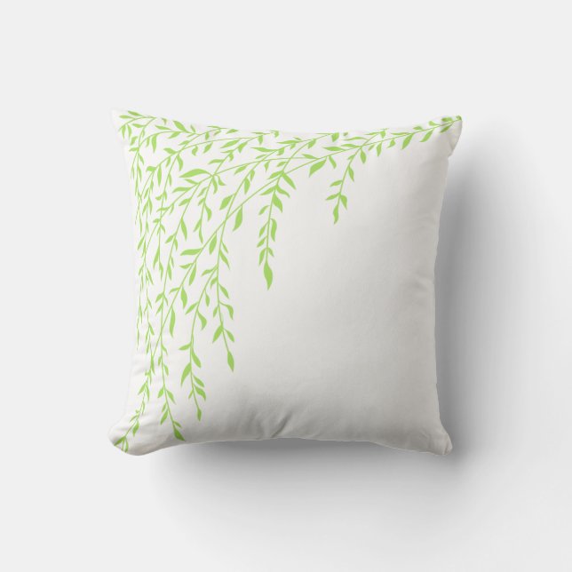 Coussin Feuille pleurant vert et blanc de branches de (Recto)
