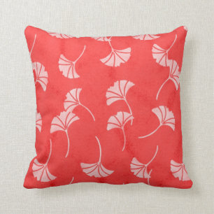 Coussin Feuille rouge et blanc élégant de Ginkgo