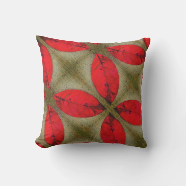 Coussin feuille rouge solide dos (Recto)