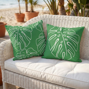 Coussin Feuille Tropicale Blanche Motif Forêt Tropicale Ve