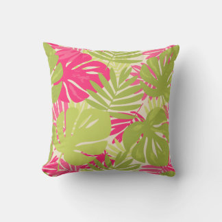 Coussin Feuille tropicale de monstera vibrante et audacieu