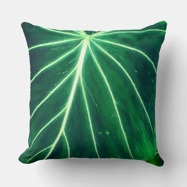 Coussin Feuille tropicale verte minimaliste moderne (Recto)