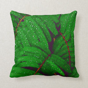 Coussin Feuille vert tropical d'usine de fougère de jungle