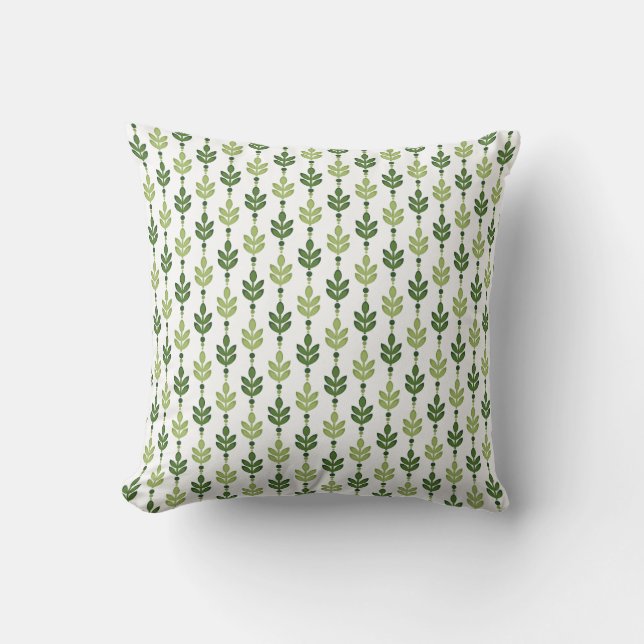 Coussin Feuille verte d'olive milieu - Motif carrelé du si (Recto)
