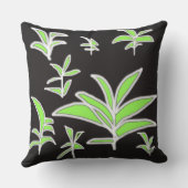Coussin Feuille Verte Sur Fond Noir (Verso)