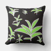 Coussin Feuille verte sur noir (Recto)