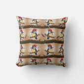 Coussin Feuille Woodpecker Kawaii (Recto)