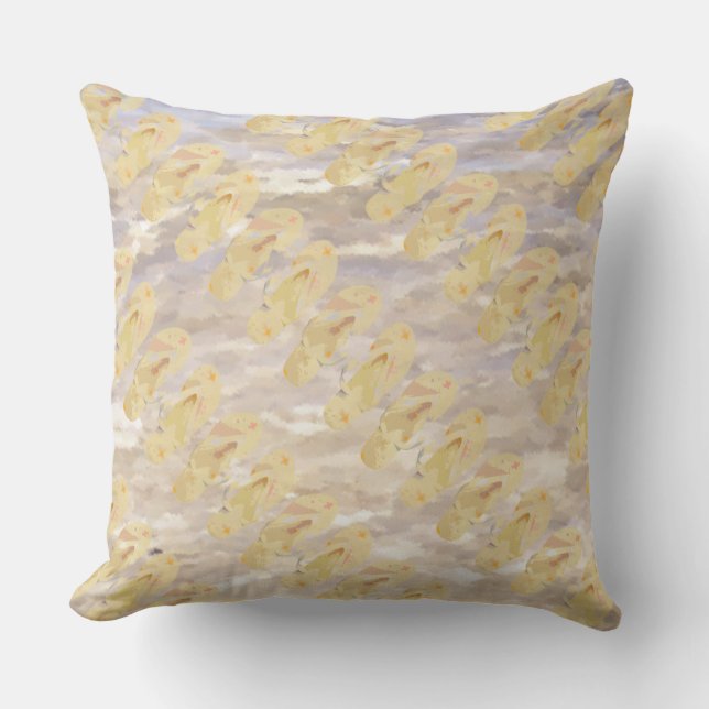 Coussin Feuilles Abstraites (jaune/sable) (Recto)