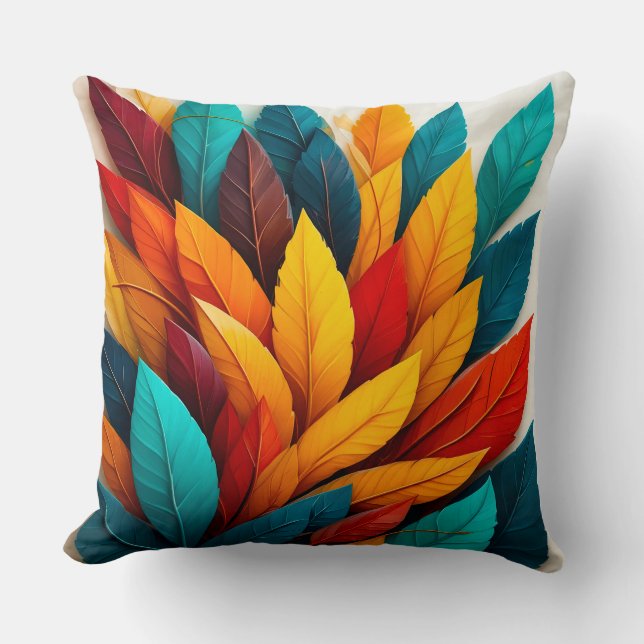 Coussin Feuilles Abstraits colorés (Recto)