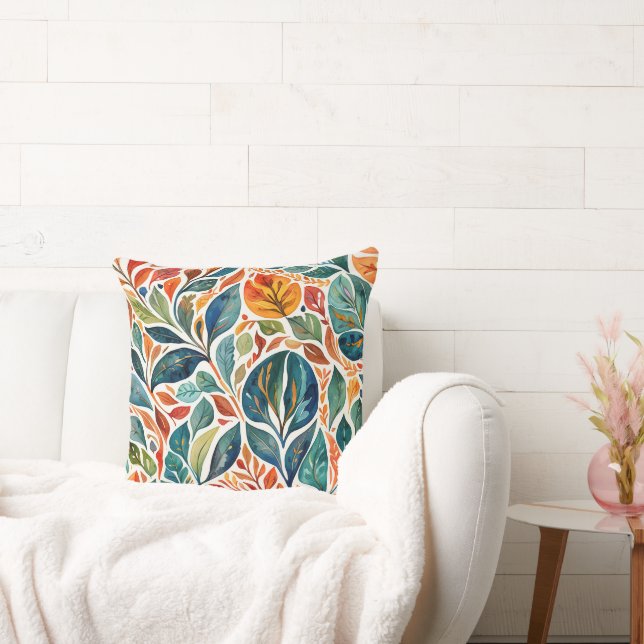 Coussin Feuilles Abstraits couleur brillant (Canapé)