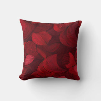 Coussin Feuilles Abstraits rouges foncés