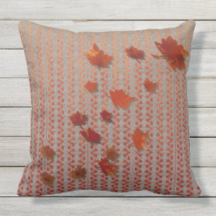 Coussin Feuilles automne rouge et orange Ombre Motif