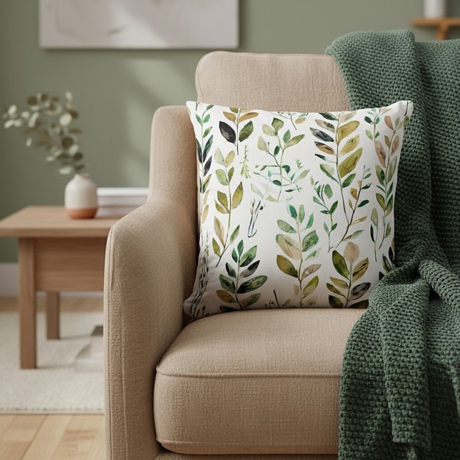 Coussin Feuilles aux tons terre pastel (Créateur téléchargé)