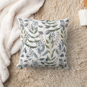 Coussin Feuilles botaniques aquarelles chic feuillage