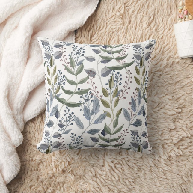 Coussin Feuilles botaniques aquarelles chic feuillage (Couverture)