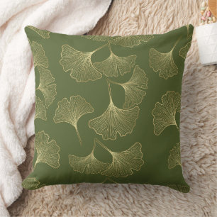 Coussin Feuilles botaniques élégantes en or