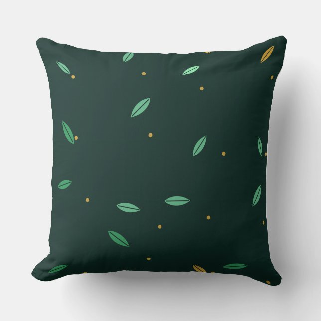 Coussin Feuilles botaniques motif sans couture vert foncé (Recto)