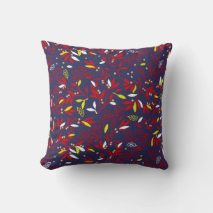 Coussin Feuilles Botaniques Rouge Or Automne