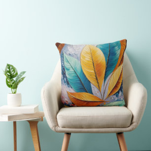 Coussin Feuilles célestes Art Abstrait éclairé