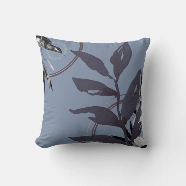 Coussin Feuilles d'aquarelle bleu Abstrait (Recto)