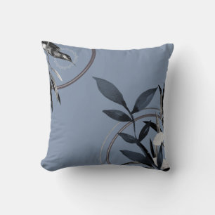 Coussin Feuilles d'aquarelle bleu simple