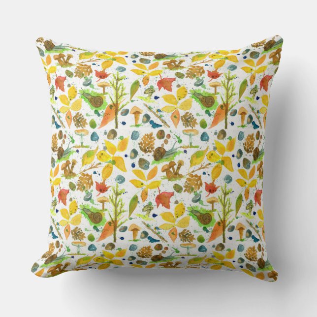 Coussin Feuilles d'automne Acorns Pinecones Forêt (Recto)