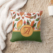 Coussin Feuilles d'automne brodées Décor orange vert (Couverture)