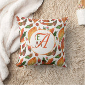 Coussin Feuilles d'automne brodées Décor orange vert (Couverture)