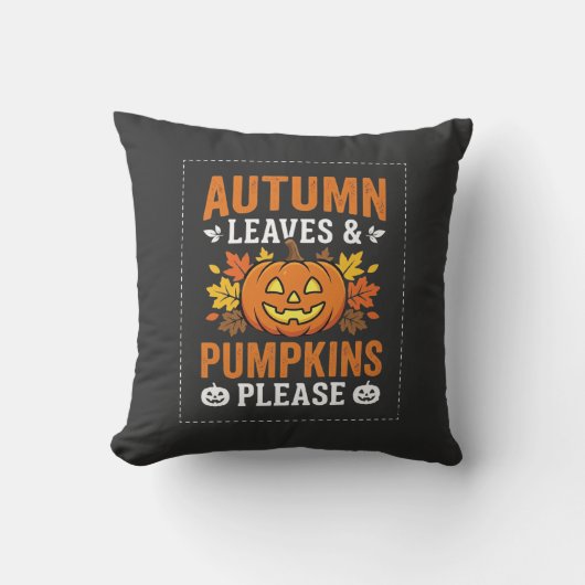 Coussin Feuilles d'automne Citrouille Halloween Design (Recto)