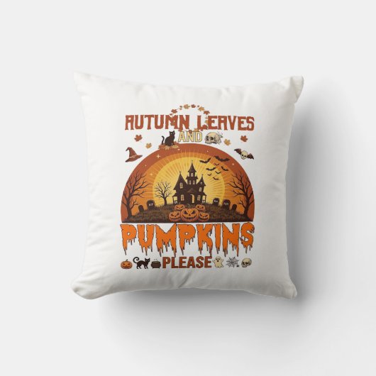 Coussin Feuilles d'Automne Citrouilles S'il Vous Plaît Hal (Recto)