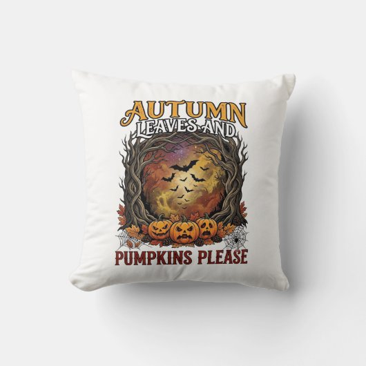 Coussin Feuilles D'automne Citrouilles S'il Vous Plaît Hal (Recto)