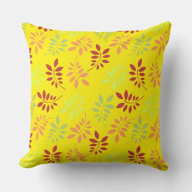 Coussin Feuilles d'automne colorées aux tons chauds (Recto)