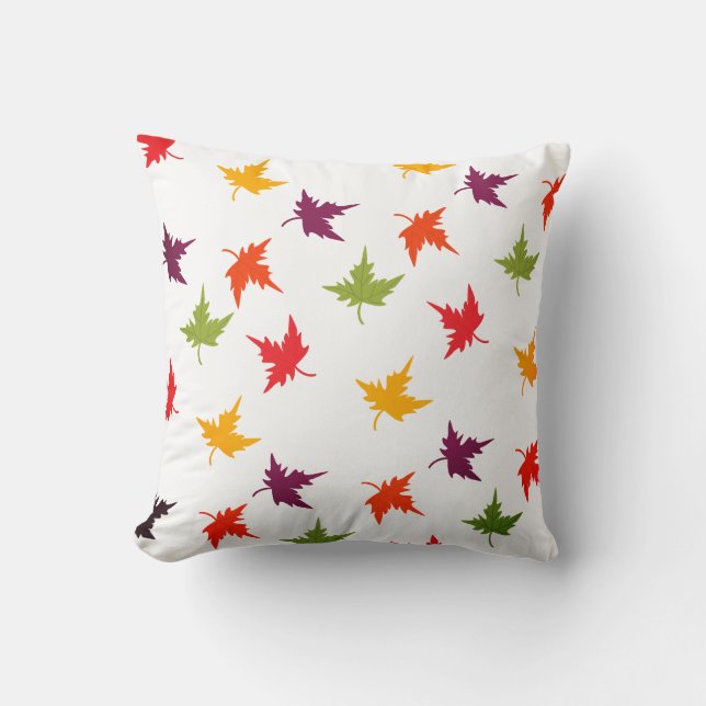 Coussin Feuilles d'automne colorées Rouge Jaune Violet (Recto)
