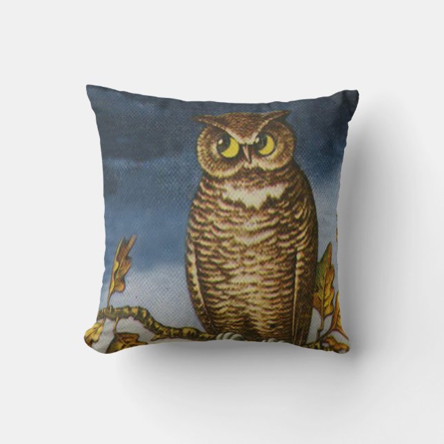 Coussin Feuilles d'automne de hibou (Recto)