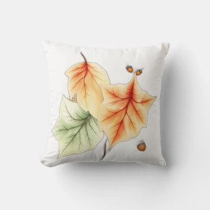 Coussin Feuilles d'automne délicates avec Acorns